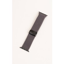 Quse Apple Watch 46MM-45MM-44MM & Series 1/3 42MM ile Uyumlu Manyetik Ayarlanabilir Örgü Kordon, Barut Grisi