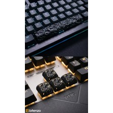Bitenzo 3D Mekanik Klavye Için Kabartma Desenli Custom Keycap Seti - 6.25U Space ve 4 Adet Evrensel Standart Tuş Kombinasyonu - Siyah
