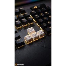 Bitenzo 3D Premium Custom Tasarım Mekanik Klavye Keycap Seti 4'lü Paket - Beyaz