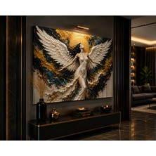 Othello Art Melek Kanatlı Kadın Soyut Kanvas Tablo Gold Siyah Modern Ofis Salon Duvar Dekoru