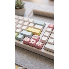 Bitenzo 3D Mekanik Klavye Için Kedi Patisi Keycap Seti - 3D Kabartmalı Sevimli Tuş Başlığı 4'lü Paket