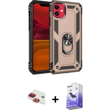 Marsilyan™- iPhone 11 Kılıf Ahenk Klasik Koleksiyonu - Siyah Bilvis 5in1 5d Magic Hayalet Cam Ekran Koruyucu + Pers Alüminyum Kamera Lens - Kı