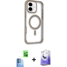 Marsilyan™- iPhone 16 Kılıf Eksen Klasik Koleksiyonu - Siyah Bilvis 5in1 5d Magic Hayalet Cam Ekran Koruyucu + Raze Metal Kamera Lens - Lt