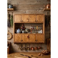 Büyük Boy Geniş Raf Ölçülü Ahşap Çift Kapak Terek Bardak Baharatlık Rafı