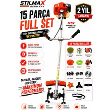 Stilmax Germany 15IN1 Profesyonel Seri Çizilmez Piston Çok Amaçlı Benzinli Tırpan Çapalama Full Paket Seti