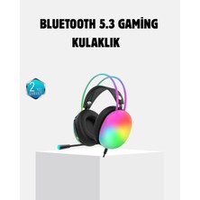 Renas Store Kablosuz Gaming Kulaklık Rgb Aydınlatmalı Bluetooth 5.3 Uzun Pil Ömürlü