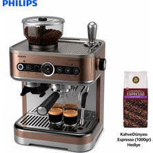 Philips Yarı Otomatik Espresso Makinesi, Çift Çekirdek Hazneli Öğütücülü Yapı, 58 mm Portafiltre, Buhar Çubuğu ve Ev Tipi Barista Deneyimi Yüksek Performans, Kompakt Tasarım, Kolay Temizlik ve Keyifli Günlü