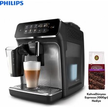 Philips Tam Otomatik Espresso Makinesi, Lattego Köpük Sistemi, Taze Çekirdek Aroması, Dokunmatik Ekran ve Kompakt Siyah Mutfak Tasarımı Yüksek Performans,  Kolay Temizlik ve Keyifli Günlük Kahve  EP3246/70