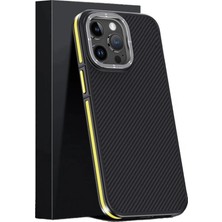 Colezium Joko Iphone 15 Pro Max Kılıf Aramid 600D Kevlar Karbon Fiber Magsafe Kapak - Sarı