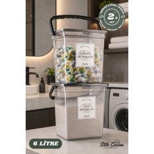 Stile Cucina Mega Boy 2'li Kare Kulplu ve Etiketli Deterjanlık Saklama Kutusu 6 Litre - Antrasit