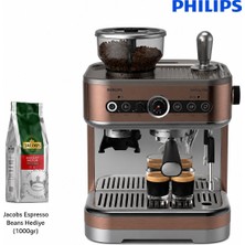Philips Evde Barista Tarzı Kahve Için Yarı Otomatik Espresso Makinesi, Öğütücü, Basınç Göstergesi ve Çift Fincan Hazırlama Özelliği Yüksek Performans, Kompakt Tasarım, Kolay Temizlik ve Keyifli Günlük Kahve