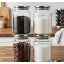Öz-Home 4'lü Vakumlu Metal Kapaklı Cam Saklama Düzenleme Kavanozu 800 ml