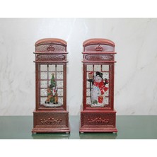 Artcrelier Telefon Kulübesi Tasarımlı Yılbaşı Temalı Işıklı Müzikli Kar Küresi Model 2
