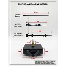 Silva Nature Akar Saat Mekanizması Sessiz Duvar Saat Mekanizması 16 mm Şaft -Akrep-Yelkovan-Saniye-Askılı