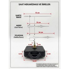 Silva Nature Akar Saat Mekanizması Sessiz Duvar Saat Mekanizması 16 mm Şaft -Akrep-Yelkovan-Saniye-Askılı