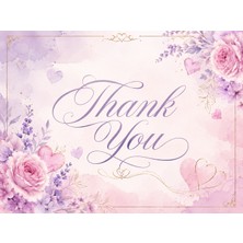 Çiçekli Thank You Kartı 100 Adet | Premium Paket Içi Teşekkür Kartı | 8x5 cm