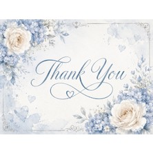 Çiçekli Thank You Kartı 100 Adet | Premium Paket Içi Teşekkür Kartı | 8x5 cm