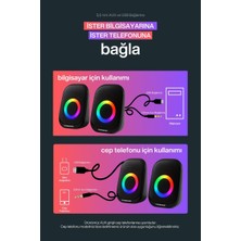 Krl 2’li Tak Çalıştır USB Bilgisayar Hoparlörü – Rgb, Güçlü Ses, Kompakt Tasarım, Telefona Bağlanabilir