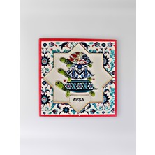 Mundy Avşa Temalı Polyester Kabartmalı Kaplumbağa Desen Magnet  7 x 7 cm – Dekoratif Hediyelik Buzdolabı Süsü  (KOD:1166)