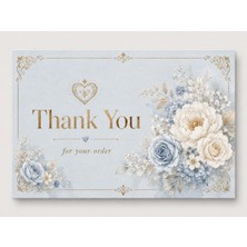 Floral Gold Teşekkür Kartı | Premium Paket Içi Thank You Card | 100 Adet