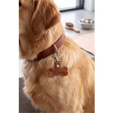 Pepuza Hakiki Deri Kancalı Köpek Tasma Charmı / Köpek Künyesi / Köpek Isimlik - Kişiselleştirilebilir Lazer Kazıma