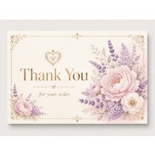 Zarif Floral Thank You Card | Premium Teşekkür Kartı | 100 Adet