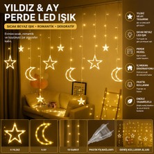 Eser Ticarett Yıldız Ay Perde LED Işık Sıcak Beyaz Dekoratif LED Perde Işık