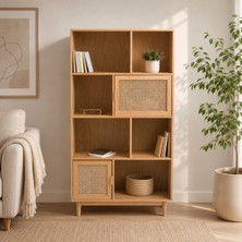 Wooden Decoration Solena Masif Ahşap Organizer Kitaplık