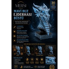 Mersi Shop Mavi Buz Ejderhası Büstü 30 cm – Fantastik Dekoratif Koleksiyon Figürü