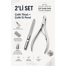 ERHCE 1 Adet Et Pensi + 1 Adet Çelik Törpü 2'li Manikür Pedikür Solingen Ocean Alet Seti