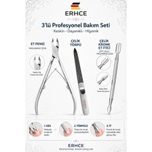 ERHCE 3'lü Manikür Pedikür Seti Solingen Ocean Et Pensi + Çelik Törpü + Kronk Et itici