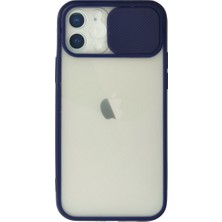 Uravas Store Iphone 12 Kılıf Palm Buzlu Kamera Sürgülü Silikon - Lacivert
