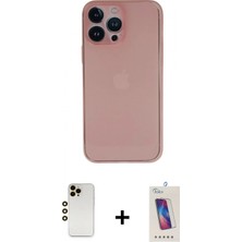 Marsilyan™- iPhone 13 Pro Max Kılıf Yadigar Yansıma Serisi - Siyah Joko 5d Cam + Gold Shine Kamera Lens