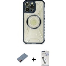 Marsilyan™- iPhone 12 Pro Max Kılıf Kutup Modern - Şeffaf Uv Polymer Nano Ekran Koruyucu + Kırmızı Metal Kamera Lens Koruma Cam