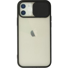 Uravas Store Iphone 12 Kılıf Palm Buzlu Kamera Sürgülü Silikon - Siyah