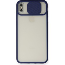Uravas Store Iphone Xs Kılıf Palm Buzlu Kamera Sürgülü Silikon - Lacivert