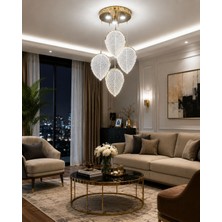 Yeni Model 4 Sarkıt Lüx LED Avize Gold Renk 3 Işık Seçeneği Ithal Model