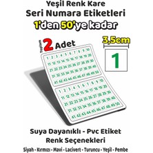 Sb Store 1'den 50'ye Kadar Kare Seri Numara Etiketleri - 3,5cm - Yeşil Renk - Toplam 2 Adet