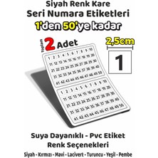 Sb Store 1'den 50'ye Kadar Kare Seri Numara Etiketleri - 2,5cm - Siyah Renk - Toplam 2 Adet