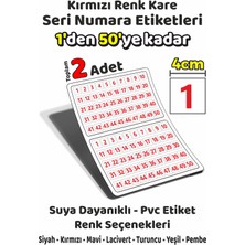 Sb Store 1'den 50'ye Kadar Kare Seri Numara Etiketleri - 4cm - Kırmızı Renk - Toplam 2 Adet