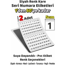 Sb Store 1'den 50'ye Kadar Kare Seri Numara Etiketleri - 5cm - Siyah Renk - Toplam 2 Adet