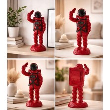 Imosas Kırmızı Astronot Dekoratif Biblo 34 cm – Modern Uzay Temalı Masa ve Raf Süsü