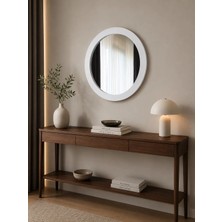 Dfn Wood Beyaz Moderna Yuvarlak Duvar Salon Banyo Aynası
