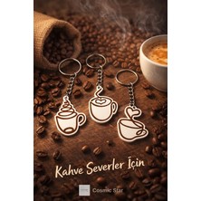 Cosmic Store Kahve Fincanı Kalp Figür Temalı Anahtarlık Seti (3’lü) | Kahve Severler Için Özel Tasarım Anahtarlık