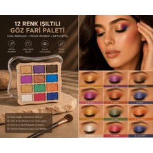 Seçkin 12 Renk Işıltılı & Mat Göz Farı Paleti – Yoğun Pigment, Uzun Süre Kalıcı, Profesyonel Makyaj Paleti