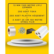 Dalpak Ambalaj 13 mm Lifli Çember + Streç Film + Plastik Köşebent + Bukle Toka Seti
