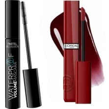Pastel Waterproof Volume Maskara + L'oreal Paris Infaillible Laque Resistance Likit Ruj - 550 Noir Cherry