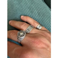 Aida Jewelss 925 Ayar Gümüş  Kaplama 3lü   Işçilikli Tasarım Yüzük Ayarlanabilir Ölçü