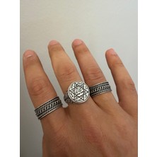 Aida Jewelss 925 Ayar Gümüş  Kaplama 3lü   Işçilikli Tasarım Yüzük Ayarlanabilir Ölçü