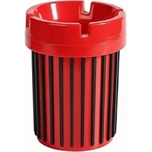 Uravas Store Kırmızı Siyah Çizgili Modern Küllük | Plastik Küllük | Masaüstü &amp; Balkon Kullanımına Uygun